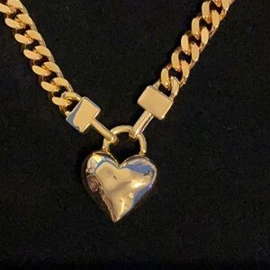 Eye Candy LA Gold-Plated Bubble Heart Cuban Chain Necklace ~ NIB ~ $100 MSRP